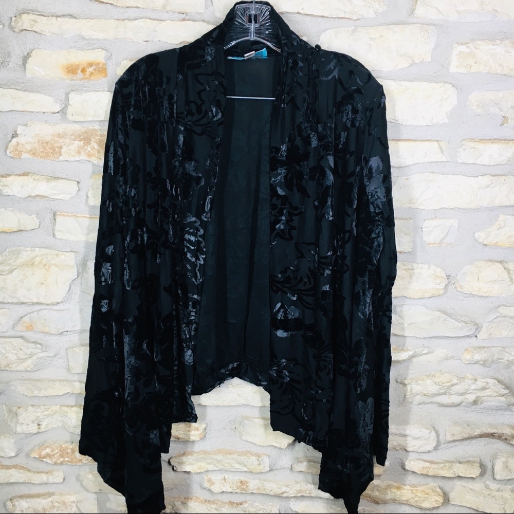 M Burnout Velvet Scarf Jacket VT Luxe Black Open